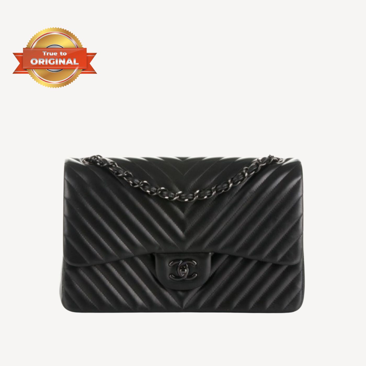 [True-to-ORIGINAL] Chanel Chevron Classic Handbag Black For Women 10.2in/26cm